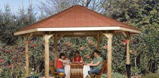 Drewniany domek narzędziowy